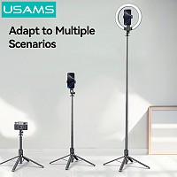 USAMS φωτιστικό δαχτυλίδι LED ZB323 με τρίποδο & βάση smartphone, μαύρο ZB32301