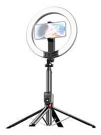 USAMS φωτιστικό δαχτυλίδι LED ZB323 με τρίποδο & βάση smartphone, μαύρο ZB32301