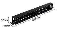 POWERTECH cable management NETW-0048 για rack 19/1U, πλαστικό, μαύρο NETW-0048