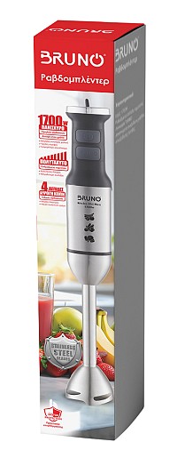 BRUNO ραβδομπλέντερ BRN-0249, 1700W, ρυθμιζόμενη ταχύτητα, 4 λεπίδες, inox-μαύρο BRN-0249