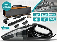 BRUNO σκουπάκι αυτοκινήτου υγρών & στερεών BRN-0294, 60W, καλώδιο αναπτήρα 12V, φίλτρο HEPA, μαύρο BRN-0294