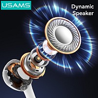 USAMS earphones με μικρόφωνο SJ771, USB-C σύνδεση, 1.2m, λευκά HSEP5001
