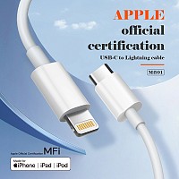 LDNIO καλώδιο Lightning σε USB-C MFi01, MFi, 30W, 480Mbps, 1m, λευκό 6933138601518