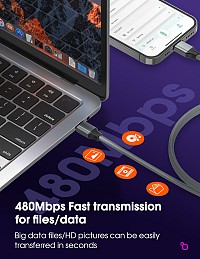 LDNIO καλώδιο USB-C iP-441c, 65W, 480Mbps, 1m, γκρι 6933138602317