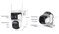 VSTARCAM smart ηλιακή κάμερα BG621DR, dual lens, 3MP, 4G, SD, PTZ, IP66 BG621DR