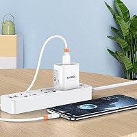 KAKUSIGA καλώδιο USB-C σε USB KSC-1024, σιλικόνης, 5A, 480Mbps, 0.25m, λευκό KSC-1024-C-WH