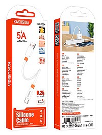 KAKUSIGA καλώδιο USB-C σε USB KSC-1024, σιλικόνης, 5A, 480Mbps, 0.25m, λευκό KSC-1024-C-WH