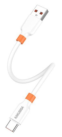 KAKUSIGA καλώδιο USB-C σε USB KSC-1024, σιλικόνης, 5A, 480Mbps, 0.25m, λευκό KSC-1024-C-WH