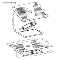BRATECK μεταλλική βάση για laptop LPS09-02, 11~17, foldable, γκρι LPS09-02