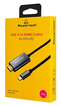 POWERTECH καλώδιο USB-C σε HDMI PTR-0209, 4K/30Hz, 10 Gbps, 1m, μαύρο PTR-0209