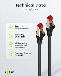 GOOBAY καλώδιο δικτύου 68702, CAT 6 S/FTP, copper, 250MHz, 7.5m, μαύρο 68702