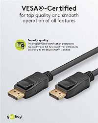 GOOBAY καλώδιο DisplayPort 74778, VESA Certified, 8K/60Hz, 32.4 Gbps, 2m, μαύρο 74778