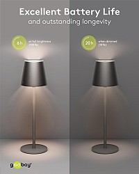 GOOBAY επιτραπέζιο φωτιστικό 77673, 3000K, dimmable, επαναφορτιζόμενο, μαύρο 77673