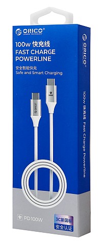 ORICO καλώδιο USB-C CDX-100CC, 100W, 480Mbps, 1m, λευκό CDX-100CC-WH-BP