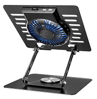 POWERTECH βάση & ψύξη laptop PT-1630 έως 17, 110mm LED fan, μεταλλική, μαύρη PT-1630