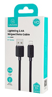 USAMS καλώδιο Lightning σε USB US-SJ694, 2.4A, 480Mbps, 2m, μαύρο SJ694USB01