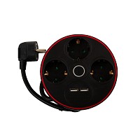 GEYER Πολύπριζο μαύρο με διακόπτη 3 θέσεις & 2xUSB GNBKU03/E