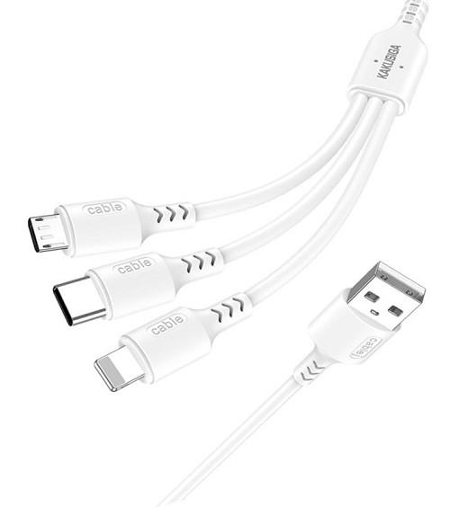 KAKUSIGA καλώδιο USB σε USB-C/Lightning/Micro USB KSC-997, 5A, 1.2m, λευκό KSC-997