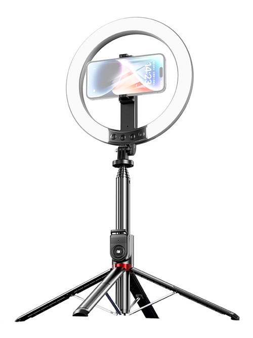 USAMS φωτιστικό δαχτυλίδι LED ZB323 με τρίποδο & βάση smartphone, μαύρο ZB32301
