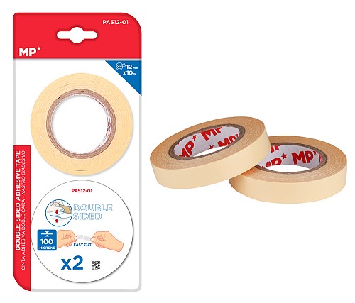 MP κολλητική ταινία διπλής όψεως PA512-01, 12mm, 10m, μπεζ, 2τμχ PA512-01