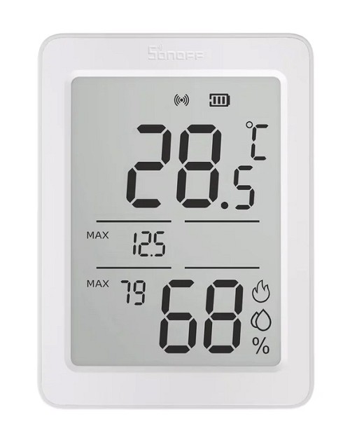 SONOFF smart θερμόμετρο & υγρασιόμετρο AirGuard TH, έως 60°C, ZigBee 3.0 & Bluetooth, λευκό SNZB-02DR2