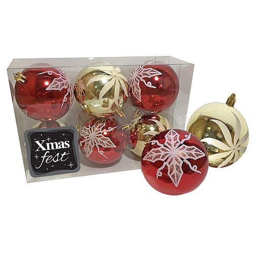 Μπάλες Ντεκόρ 3 Κόκκινες & 3 Χρυσές φ8 ø8cm Xmasfest 1132777