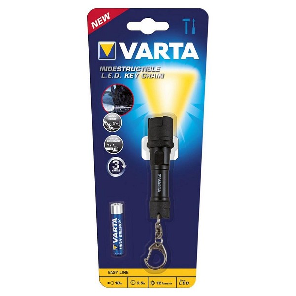 Varta Indestructible LED Flashlight KEY CHAIN KEY RING 1AAA 16701 (VART19468)