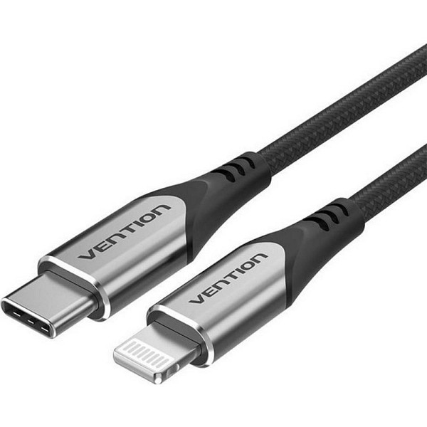 VENTION Nylon Braided Type-C to Lightning 3A Cable 2M Gray Aluminum Alloy Type MFi-Certified (TACHH) (VENTACHH)