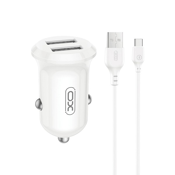 XO CC67 Mini Smart Φορτιστής Αυτοκινήτου με 2 Θύρες USB 2.4A και Καλώδιο Type-C (NB103)