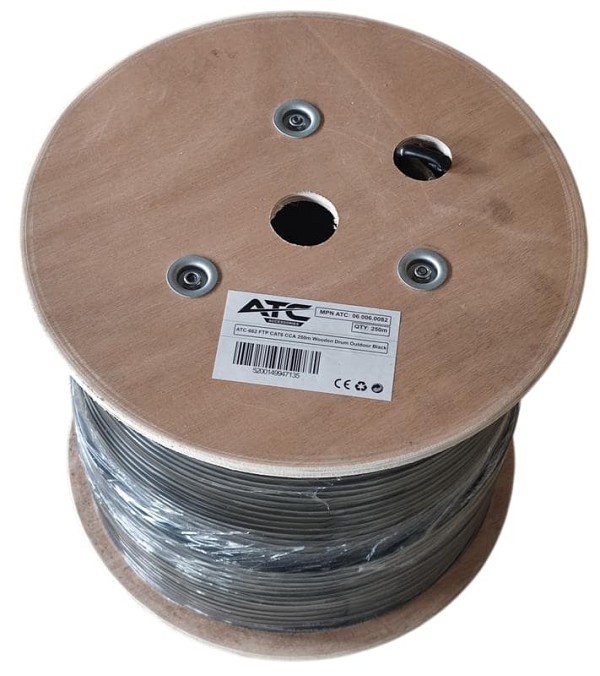 ATC-662 Στροφείο FTP CAT6 CCA PET για Εξωτερικό Χώρο Μαύρο 250m