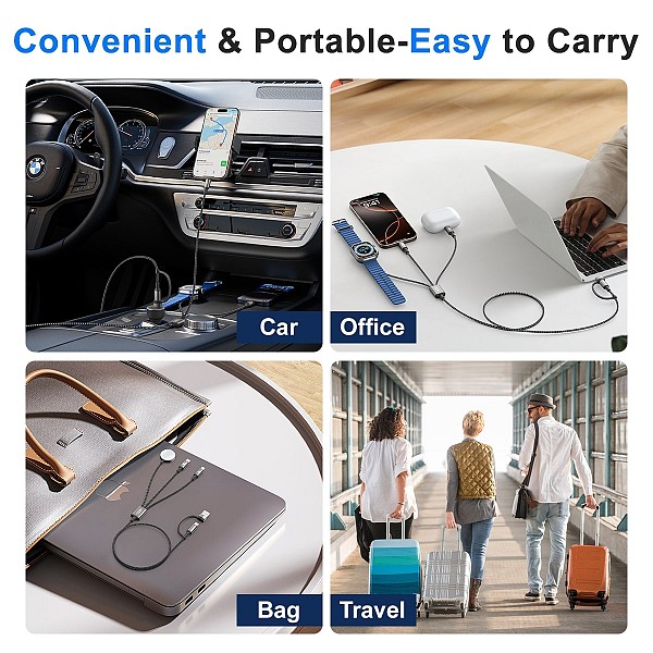 XO CX040 Πολλαπλό Καλώδιο Φόρτισης & Μεταφοράς Δεδομένων με USB-A Type-C Lighting & Smartwatch