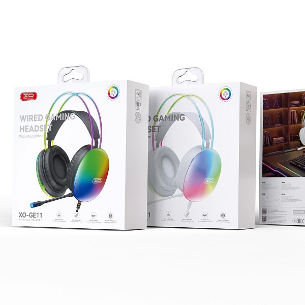 XO GE11 Gaming Ενσύρματα Ακουστικά με RGB Φωτισμό & Μικρόφωνο Μαύρα