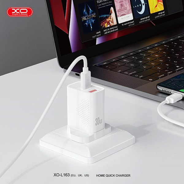 XO L163 PD30W QC Φορτιστής UK Γρήγορης Φόρτισης 18W USB-A & Type-C