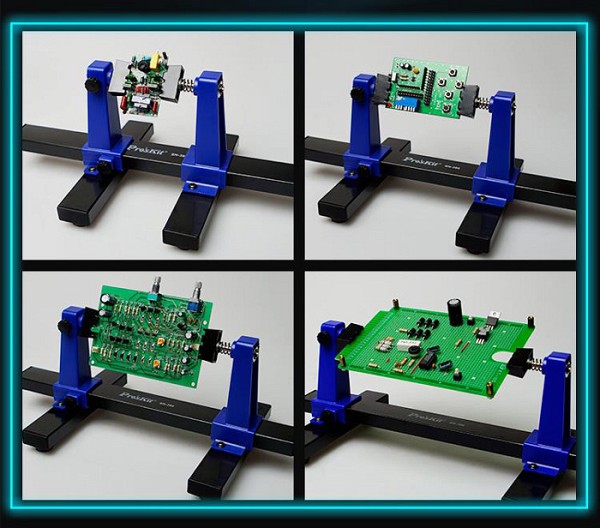 PROSKIT βάση στήριξης πλακέτας SN-390 για συγκόλληση, 360°, μαύρη SN-390
