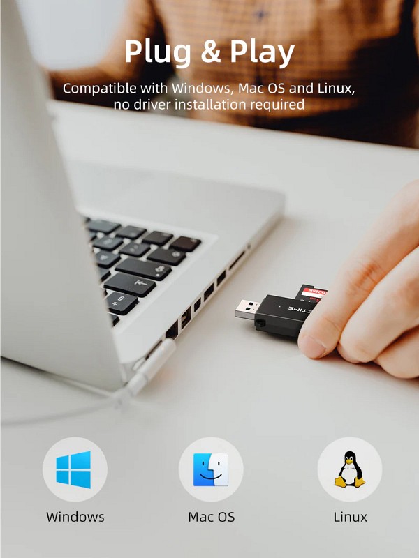 CABLETIME card reader CT-ASD3-PB για SD & micro SD, USB, 5Gbps, μαύρο CT-ASD3-PB