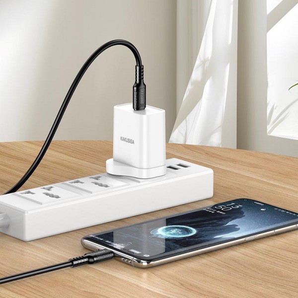 KAKUSIGA καλώδιο USB-C σε USB-C KSC-984, σιλικόνης, 60W, 480Mbps, 1m, μαύρο KSC-984-CC-BK