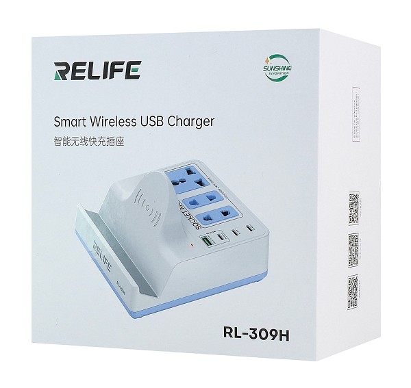 RELIFE σταθμός φόρτισης RL-309H, USB/3x USB-C/3x DC/wireless, 72W, λευκός RL-309H