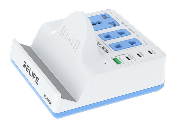 RELIFE σταθμός φόρτισης RL-309H, USB/3x USB-C/3x DC/wireless, 72W, λευκός RL-309H