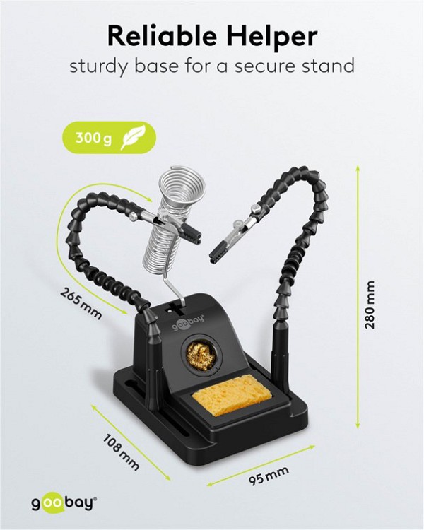 GOOBAY βάση στήριξης πλακέτας 76561 με θέση για κολλητήρι, 2x βραχίονες, μαύρη 76561