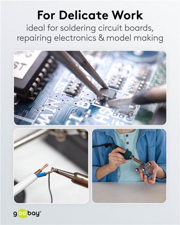 GOOBAY βάση στήριξης πλακέτας 76561 με θέση για κολλητήρι, 2x βραχίονες, μαύρη 76561