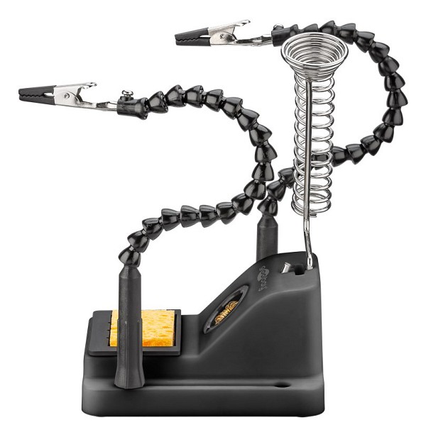 GOOBAY βάση στήριξης πλακέτας 76561 με θέση για κολλητήρι, 2x βραχίονες, μαύρη 76561