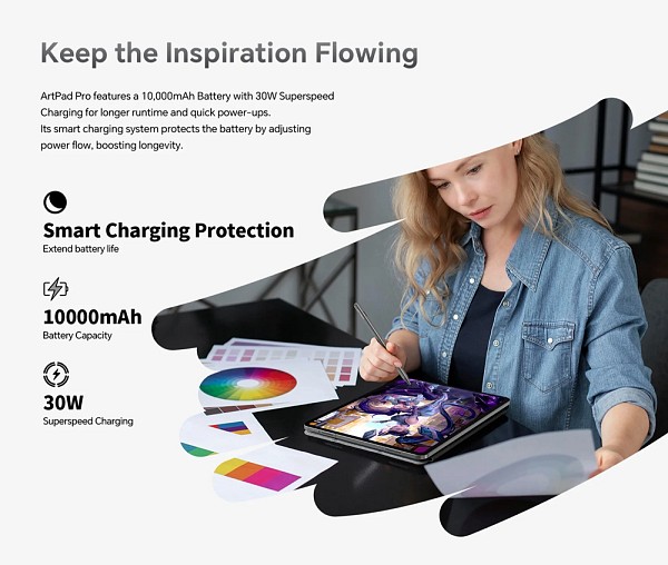 TECLAST tablet ArtPad Pro με στυλό αφής, 12.7, 8/256GB, 4G, Android 15, 10000mAh, γκρι ARTPADPRO-GR