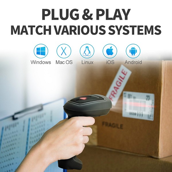 GTCODESTAR barcode scanner GT-1901C με βάση, 1D & 2D, ενσύρματο & ασύρματο, Bluetooth, 2000mAh, μαύρο GT-1901C