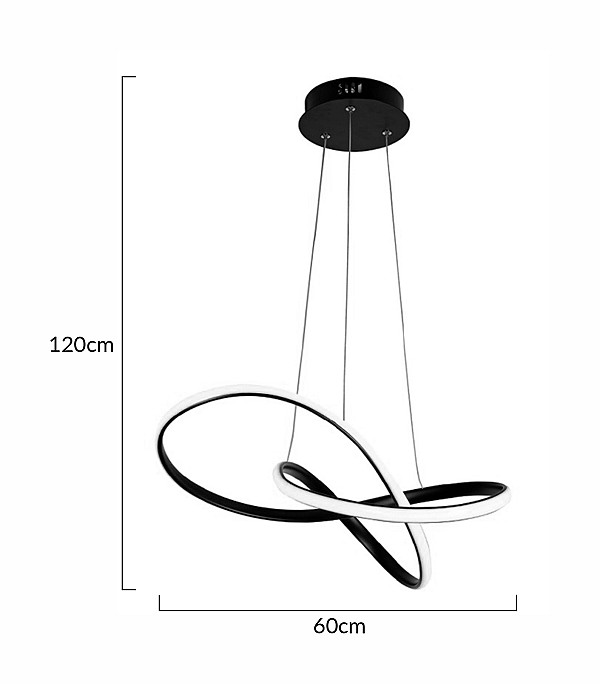 POWERTECH LED φωτιστικό οροφής HLL-0180, 50W, 4000K, Φ60cm x 120cm, μαύρο HLL-0180
