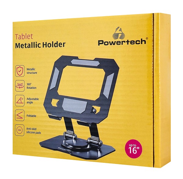POWERTECH επιτραπέζια βάση για tablet PT-1355 έως 16, foldable, μαύρη PT-1355