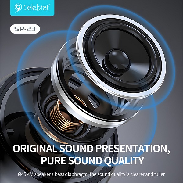 CELEBRAT φορητό ηχείο SP-23, 5W, Bluetooth, 1200mAh, μαύρο SP-23