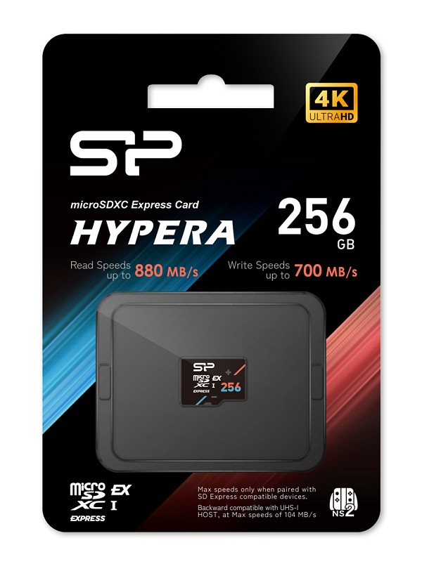 SILICON POWER κάρτα μνήμης microSDXC Express Hypera, 256GB, PCIe Gen 3x1, C10 UHS-I U3 A1 V30 SP256GBSTEI31V10