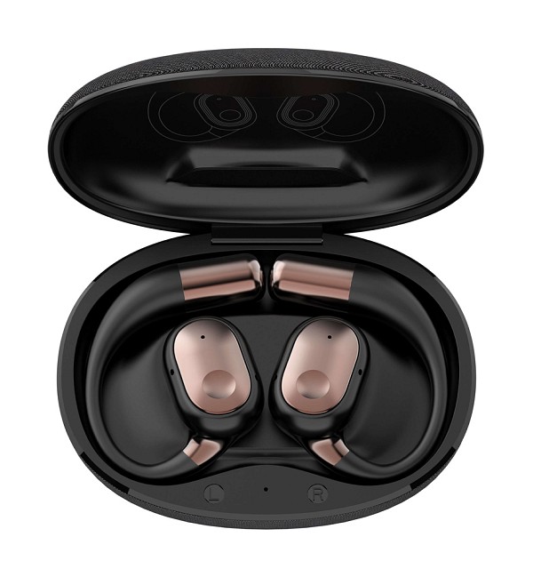 LDNIO earphones με θήκη φόρτισης T11, OWS, Φ15mm, 50/450mAh, μαύρα 6933138603697