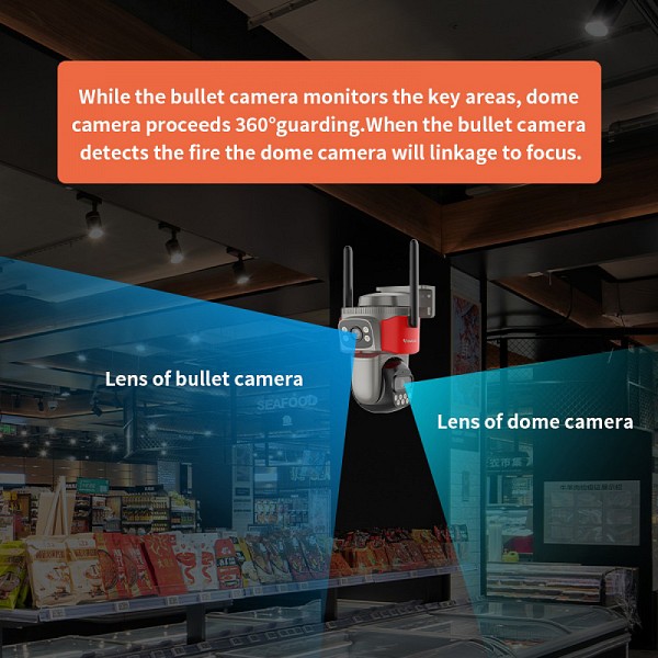 VSTARCAM smart κάμερα AF621DR, dual lens, αναγνώριση φωτιάς & καπνού, 2MP, WiFi, SD, PTZ, IP66 AF621DR