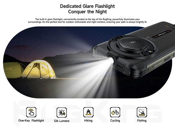 ULEFONE smartphone RugKing με ηχείο 3.5W, 5.99, 8/256GB, 9600mAh, IP68/IP69K, μαύρο RUGKING-BK